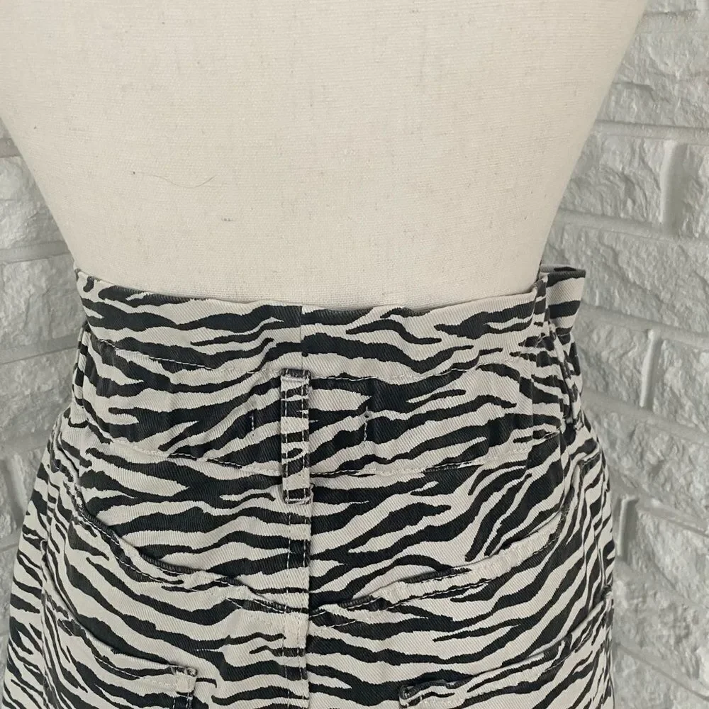 Zebra Animal Print Denim Skirt